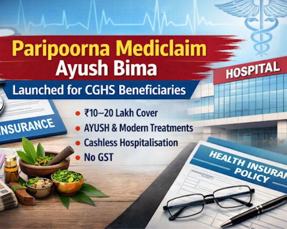Paripoorna Mediclaim Ayush Bima scheme for CGHS beneficiaries